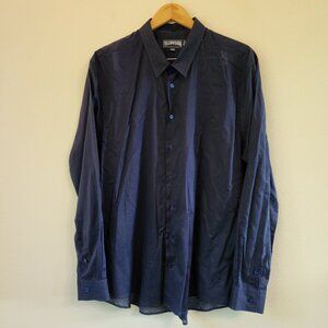 Vilebrequin Cotton Voile Lightweight Shirt Button Up Solid Dark Blue XXXL Sheer